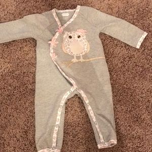 Mud pie one piece Greg with adorable pink owl